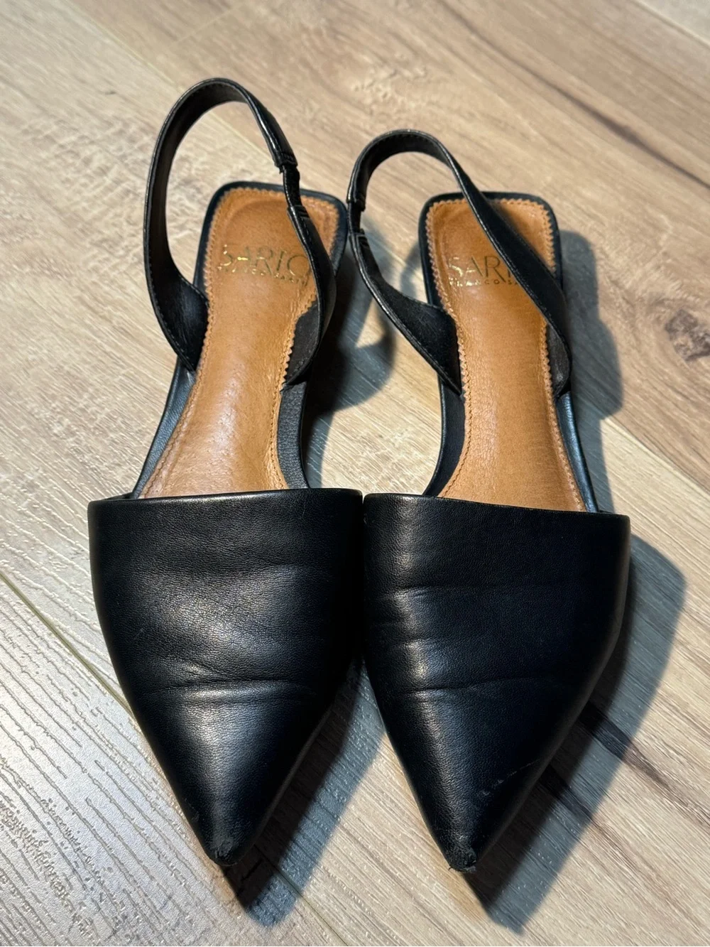 SARTO By Franco Sarto Black Pointed Slingback Flats